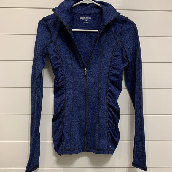 Blue Ruched Athletic Wear Zip Up - Picture 8 of 8